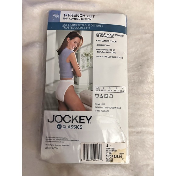 Vintage Jockey Classics French Cut Panties Women Size 4 Black‎ Cotton 2003 New - Picture 2 of 3